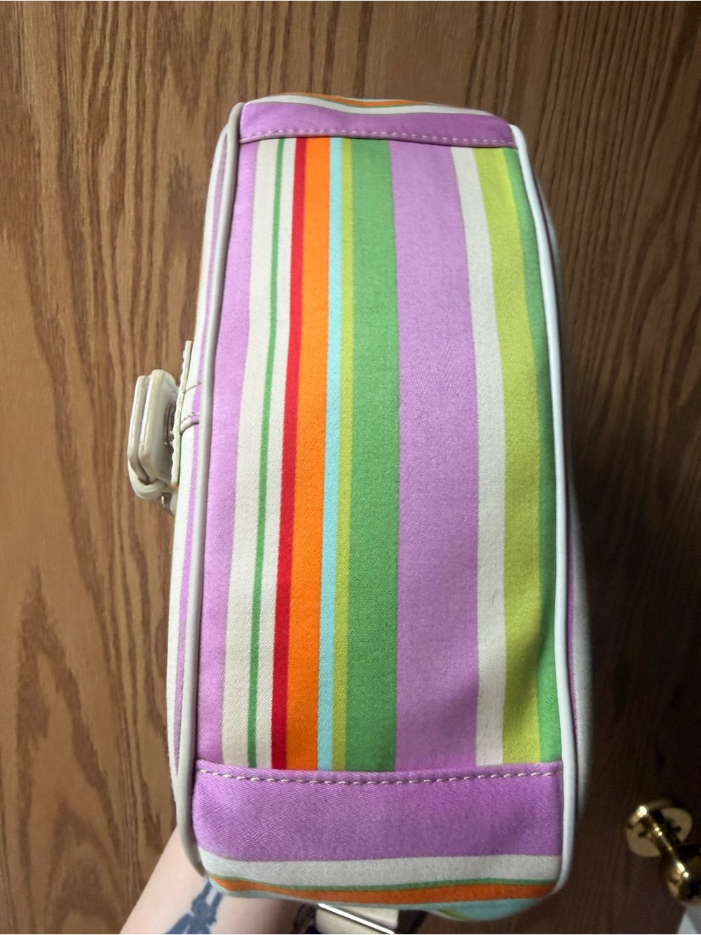 Coach Multicolor Striped Shoulder Bag with White Trim - Picture 3 of 7